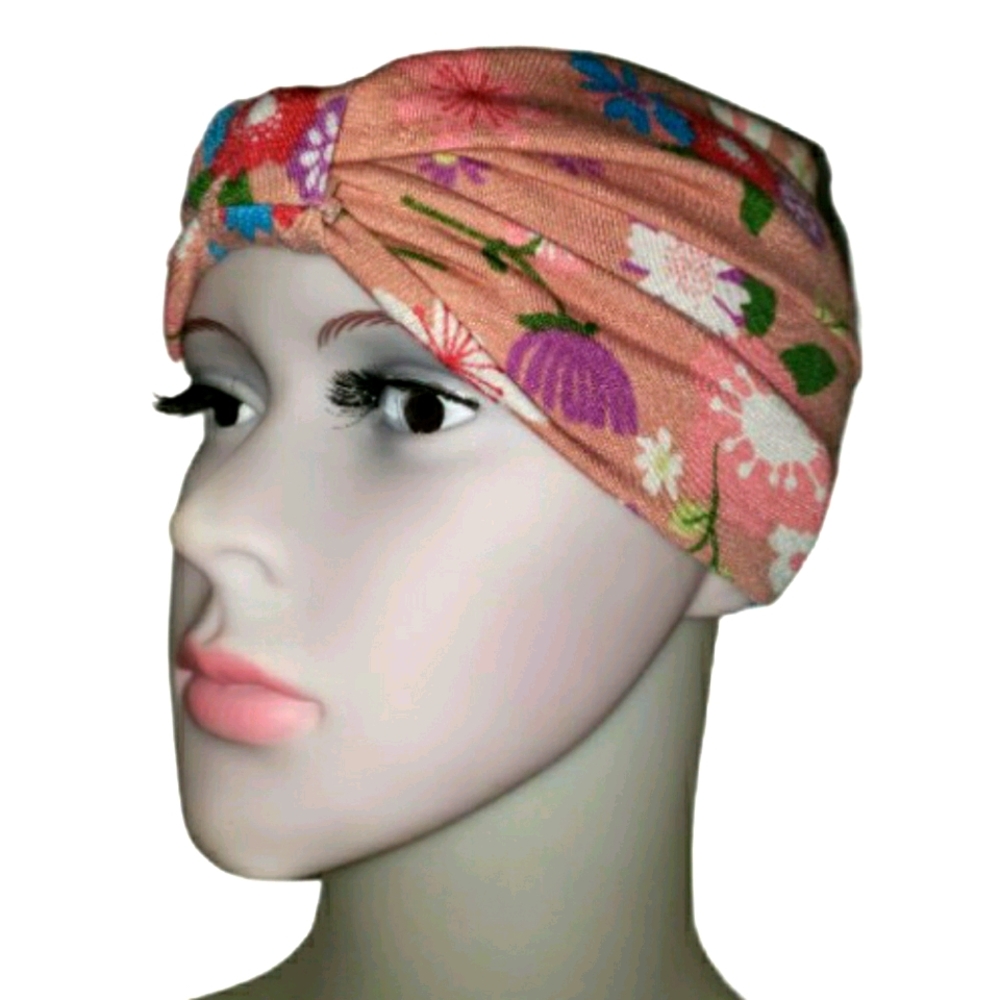 Boho Floral Spring Bow Headband Turban Cotton Gym